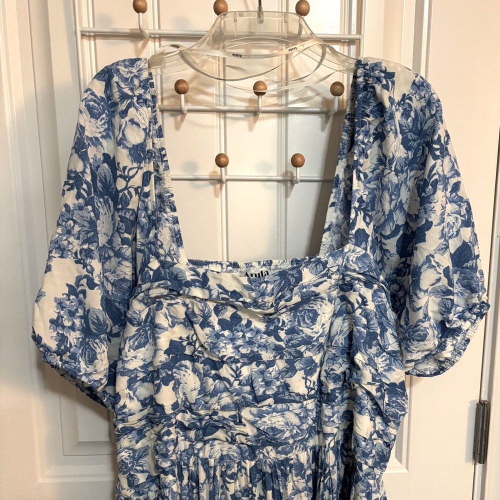 Floral Blue and White Dress